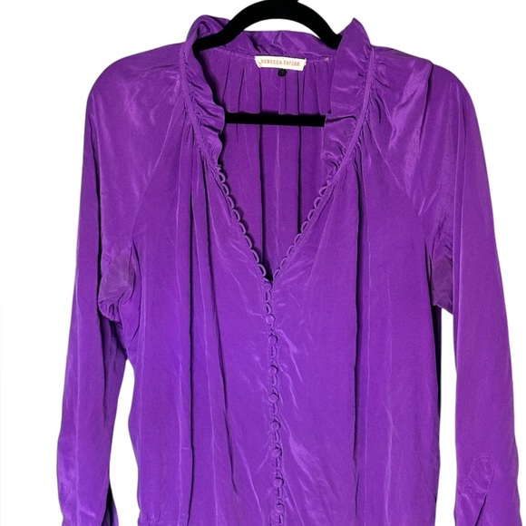 Rebecca Taylor 100% Silk Ruffled Mini Dress Sz 10 - Picture 2 of 6